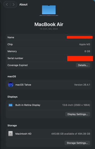 MacBook Air 13" with M3- 512GB
