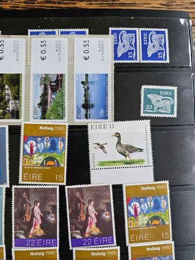 Ireland Page of Mixed Stamps Most Mint Condition few Used See Pictures 2 Sides of Holder