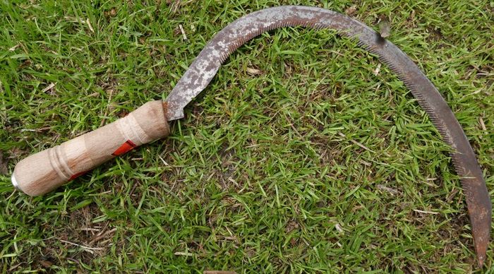 Vintage hand sickle Big primitive farm tools Vintage hand carved tool