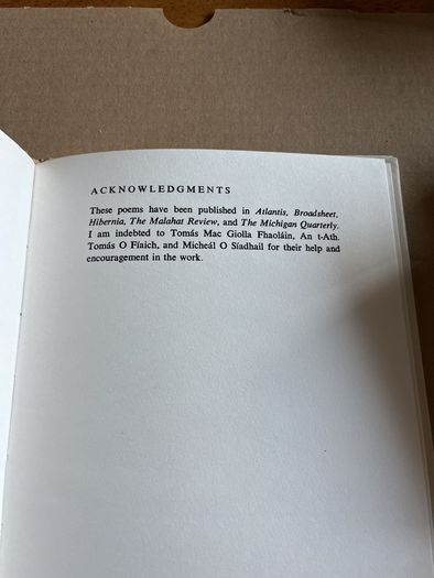 Tom Mac Intyre - Blood Relations. H/B. 1972. Ltd 500 Copies Only. Zozimus Books