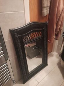 large vintage wicker mirror