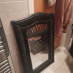 large vintage wicker mirror