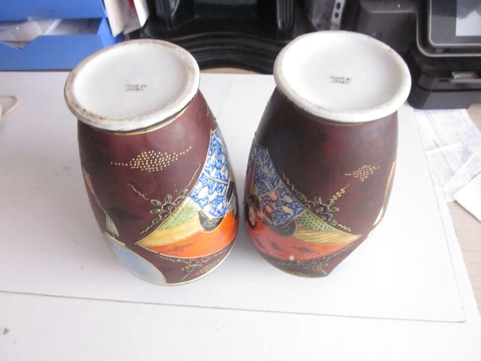 Vintage Pair of Japanese Satsuma Vases