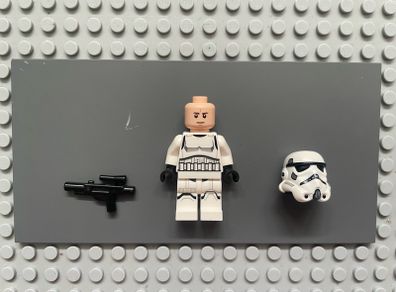 lego Star Wars sw1327 Imperial Stormtrooper minifigure - Male, Dual Molded Helmet with Light Bluish Gray Panels on Back, Shoulder Belts, Light Nougat Head