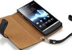 Sony Ericsson Xperia P Premium Pu Leather Wallet Case Hot Pink & Black With Floral Interior, Black With Tan Inside