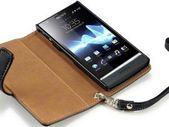 Sony Ericsson Xperia P Premium Pu Leather Wallet Case Hot Pink & Black With Floral Interior, Black With Tan Inside
