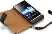 Sony Ericsson Xperia P Premium Pu Leather Wallet Case Hot Pink &amp; Black With Floral Interior, Black With Tan Inside