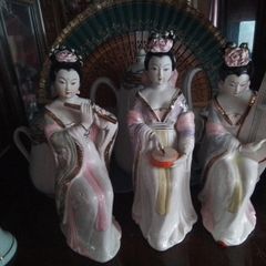 Three Asian Lady Musicians Figurines