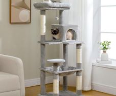 143cm Cat Tree, Big Cat Tower with Large Hammock for Indoor Cats