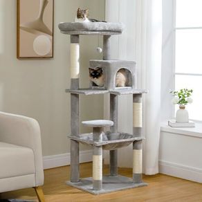 143cm Cat Tree, Big Cat Tower with Large Hammock for Indoor Cats