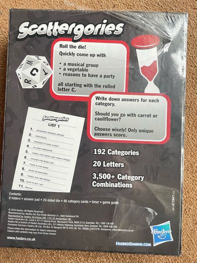 Scattergories game