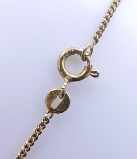 Vintage 18K Gold Plated Sterling Silver 925, Butterflies Crystal Oval Pendant Necklace, length 18" - 5,83g