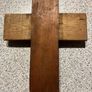 Vintage Crucifix Cross Handmade Antique - Jesus and Sorrowful Mother - Solid Metal on Solid Wood - Rare Find Image 3