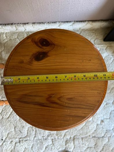 Pair of Tall Solid Pine Wooden Bar Stools