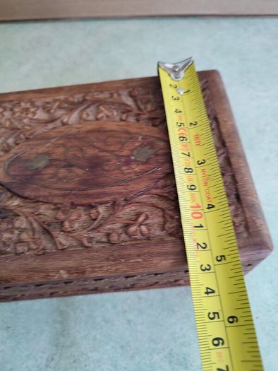 Vintage Carved Wood Box, Trinket Box Floral Design Wood, Atom Chicago