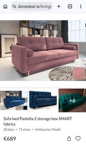 Sofa Bed. Sleeping fuction with Storage container. Comfortable sleep for your guests. High quality materials. Impeccable condition. Decorative pillows included.