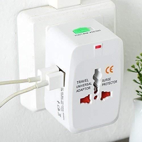 Universal Travel Adapter with Dual USB Charger Ports, Multi-Plug with Surge Protector Worldwide