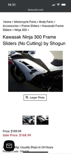 kawasaki ninja 300 frame slider