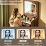 3 in 1 LED Slim Dressing Table with LED Lighting Brown Image 5