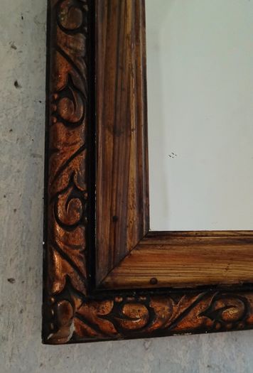 Antique edwardian mirror & pair of pictures