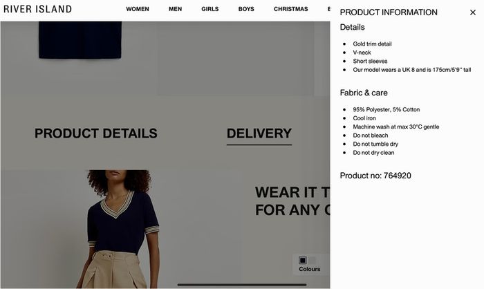River Island Navy Gold Trim T-Shirt