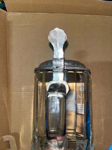 RARE Vintage ALWE German Beer Lidded Stein Heavy Glass Mug Cup Tankard