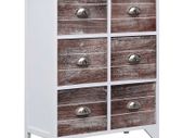 Side Cabinet with 6 Drawers Brown 60x30x75 cm Paulownia Wood