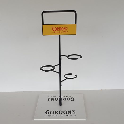 Gordon's Gin metal glass display stand holds 4 glasses