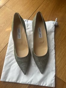 Jimmy Choo Light Bronze Glitter Pointed-Toe Pumps Size 40 Box and Dust Bags