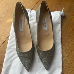 Jimmy Choo Light Bronze Glitter Pointed-Toe Pumps Size 40 Box and Dust Bags