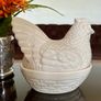 Vintage Mid Sized Cream Ceramic Hen on Nest Egg Keeper Storage Jar Image 4