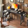 L Shaped Gaming Desk, 100x70 cm Computer Desk with Storage Bag, Office Desk Small Writing Table with Large Reversible Storage Shelves, Workstation for Study Play Work Home Office, Black Image 5