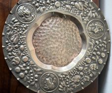 Large Vintage Repousse Metal Charger