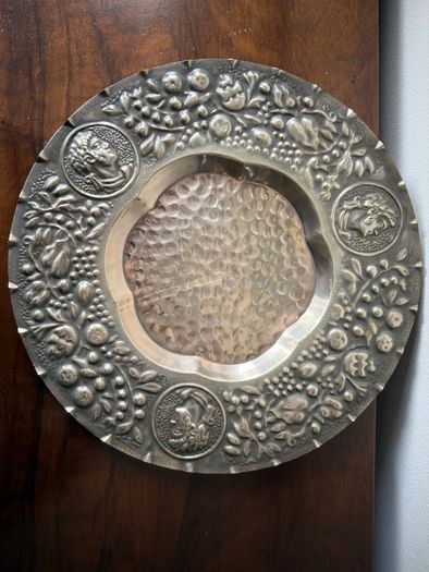 Large Vintage Repousse Metal Charger