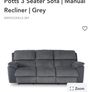 3 Seater Sofa Manual Recliner in Grey Image 5