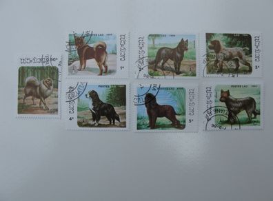 Set of Laos Stamps featuring Dogs