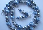 Cold as Ice Beaded Handmade Necklace Ice Blue & Grey with matching earrings