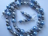 Cold as Ice Beaded Handmade Necklace Ice Blue & Grey with matching earrings