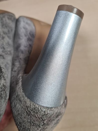 womens CAPRICE silver high heels court shoes Size UK 4.5 EU 37.5