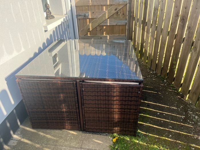 4 Seater Brown Rattan Cube Garden