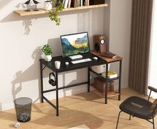 Office Desk, Computer Desk With Bookshelf PC Study Writing Desk for Home Working with Storage Shelves, Desks & Workstations for Home Office Bedroom, 100x50x75cm