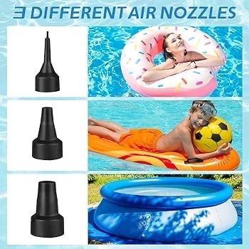 NEW SALE | Electric Pump for Inflatables with 3 Nozzles, AC 240V/DC 12V 50W High Power Electric Air Pump for Air Bed Mattress Inflatables Paddling Pool Beach Toys, Fill Inflator