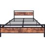 King Size Bed Frame with Wood Headboard,Heavy Duty Metal Platform Image 10