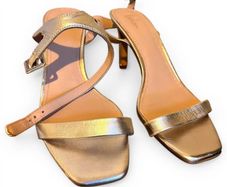 BODEN gold leather heeled sandal