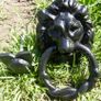 Vintage Lions Head Door Knocker Cast Iron Antique Image 5
