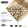 Clip-in Real Human Hair Extensions. 16 Inch Straight. Double Stitched. Ash Blonde Image 4