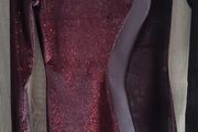 Velvet Black with red glitter and leather stripe mini dress size fits 6 /8 never worn