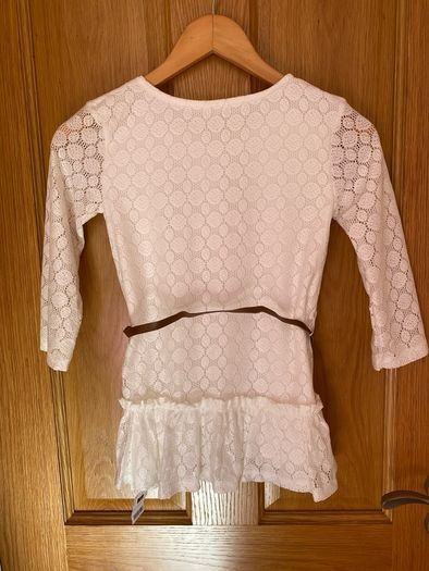 Brand new Girl's Cream Elegant Lace Dress  with Brown Belt