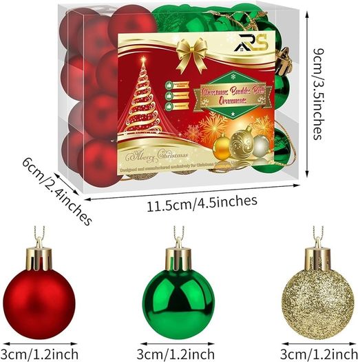 MULTIPLE COLOURS AVAILABLE 36 Pieces 30 mm Christmas Balls Decoration Shatterproof Christmas Tree Baubles Mini Christmas Hanging Ball for Holiday Wedding Party Decoration