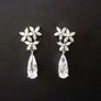 Wedding Bridal Flower Crystal Silver Earrings Image 3
